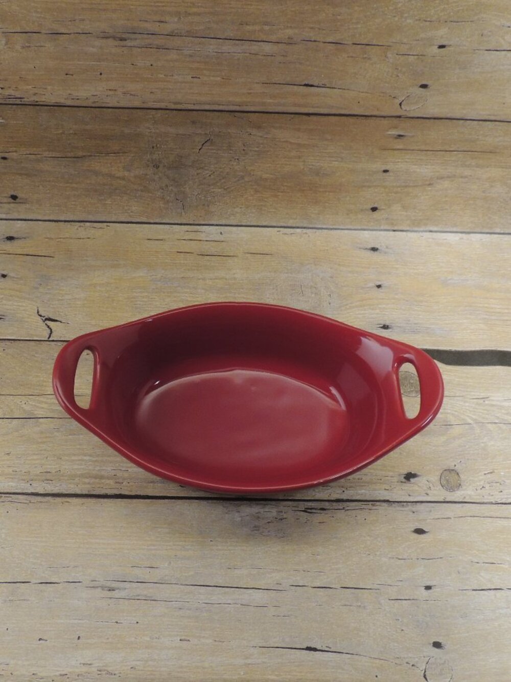 Rachael Ray Glazed Stoneware Red Oval Casserole Baking Dish 2 Handles 12 oz